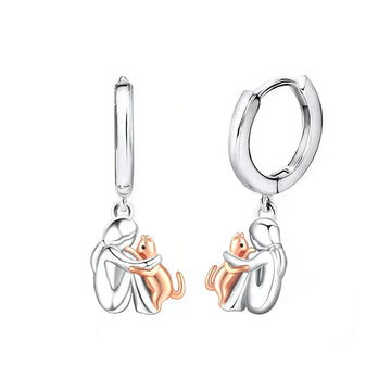 GoldenHug - Earrings with cat motif and round clasp